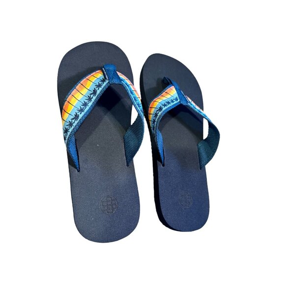 Simply Southern Womens Flip Flops Size S 5.5/6.5 Blue With Tropical Strap Design - Picture 3 of 6